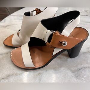 Rag & Bone White, Black and Tan Block Heel Sandals